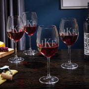 HomeWetBar Classic Monogrammed Wine Glasses Set of 4, Clear Lead-Free Glass, 19 oz Capacity, Round Shape