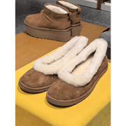 ScarletteEmmy Women's Plush-Lined Slip-On Winter Shoes, Size: 8.5, Khaki