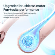 JISULIFE Portable Neck Fan, Rechargeable Wearable Bladeless Fan, Hands-Free Cooling, Quiet 25dB, 5 Speeds, 16H Battery Life, Pink