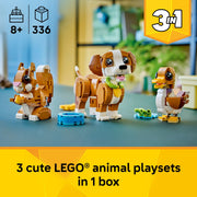 LEGO Creator 3 in 1 Cute Animals Playful Puppy Dog Building Toy, 336 Pieces, Multicolor, Ages 8+