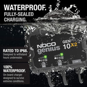 NOCO GENPRO10X2 2-Bank, 20A (10A/Bank) Smart Marine Boat Battery Charger