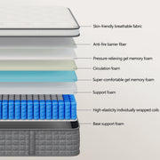Kizreo Firm Queen Hybrid Mattress, 12 Inch Gel Memory Foam, 744 Individual Pocket Springs, Edge Support, Pressure Relief, CertiPUR-US