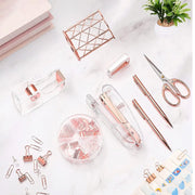 ZeenArt Stationery Set with Rose Gold Desktop Acrylic Stapler