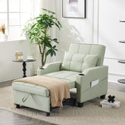 Ktaxon 3-in-1 Single Sofa Bed Convertible Sleeper Chair with Lumbar Pillow for Home Light Green