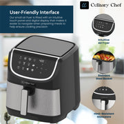 Culinary Chef 8.45-Quart Electric Air Fryer with 360 Fry Force Technology, Touch Panel Control, Adjustable Temperature 170-400F, 1700W, CCAF806