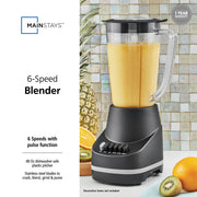 Mainstays MS340340791403 500 W 48 oz Jar 6-Speed Blender, Black