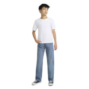 Levi Strauss Signature Boys Relaxed Stretch Jeans, Medium Wash Denim, Adjustable Waistband, Sizes 4-18