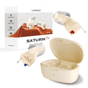 LINNER Saturn 2 Rechargeable Completely-In-The-Canal Hearing Aids with 35dB Amplification and Noise Reduction, Beige Gold, B741