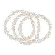 Essentials by Honora Women's Baroque Freshwater White Pearl Stretch Bracelets Set - High Quality