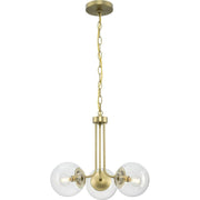 Avec A400000-191 Merrit Collection 3-Light Brushed Gold Contemporary Chandelier with Clear Glass Globe Shades