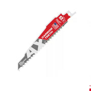 Milwaukee 48-00-5521 6 in. 5 TPI AX Carbide Teeth Demolition Nail-Embedded Wood Cutting SAWZALL Reciprocating Saw Blades (5-Pack)