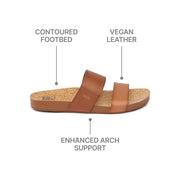 Reef Cushion Vista Women's Slide Sandals, Vegan Leather Double Strap, Arch Support, Lightweight Rubber Outsole, Espresso Duo, 7, CJ6498