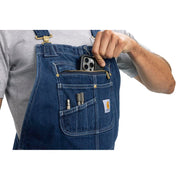 Carhartt Men's Loose Fit Denim Bib Overall, Durable 12.5-oz Cotton, Darkstone, Size 40W x 32L, 104672