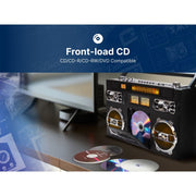 Emerson Retro Portable CD Boombox with Bluetooth, AM/FM Radio, AUX Input, Rechargeable Battery, Black, EPB-3004