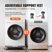 KFFKFF Mini Fridge Stand 400 lbs Load 4 Wheels Adjustable Washing Machine Stand