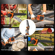 NEXPOW 8-Inch Mini Chainsaw, 24V Cordless Handheld Electric Chain Saw with 2 Batteries and Chains, Orange
