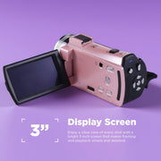 Vivitar  DVRE507-PNK PopCam Digital Camcorder, 48MP, Full HD 1080p Video Camera with 3