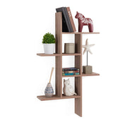 Danya B Contemporary Industrial Floating Wall Shelf, Weathered Oak, 40 in H x 24 in W x 5.75 in D, 4-Tier Cantilever Design, XF160708OK