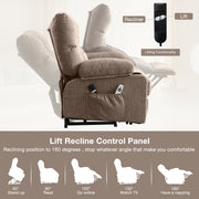 JONPONY Power Lift Recliner Chair with Heat and Vibration Massage, USB Charge Port, Side Pockets, Brown
