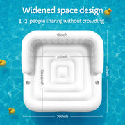 Naipo 70in Floating Canopy Island Inflatable Pool Float with Removable Sunshade, 2 Person Capacity, Built-In Cup Holders, White