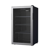 Galanz Beverage Refrigerator, 116 Can Capacity, Stainless Steel Glass Door, Digital Temperature Control, LED Lighting, 3 Adjustable Shelves, Freestanding Mini Fridge, GLB36S2CS