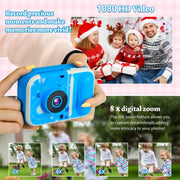 Pink Touch Kids Instant Print Camera, 1080P Dual Lens, Portable Digital Camera with Instant Thermal Printing, Blue, Ages 3-12, K20-BU