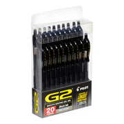 Pilot 31732 G2 Premium Retractable Gel Ink Rolling Ball Pen, Fine, Black, 20 Count
