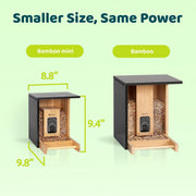 Birdfy Bamboo Smart Bird Feeder with Camera, Solar Powered, 1080P HD Video, Full-Color Night Vision, Dual Seed Bin, Large Capacity, NIWM-4829
