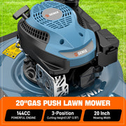 Senix Gas Lawn Mower, 21-Inch Steel Cutting Deck, 144cc 4-Cycle Engine, 2-in-1 Mulch and Side Discharge, Six Adjustable Cutting Heights, High Wheel Design, Blue, GCJ-LSPG-L6