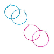 Claire's Retro 20mm Hoop Earrings, Pink and Blue, 2-Pack