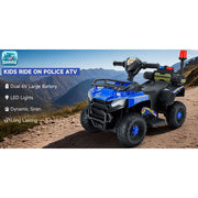 Bruce & Shark Police Car Ride On Electric ATV Four Wheeler for Kids, Blue, Battery Powered 6V, Ages 1-5, T021-009-Blue