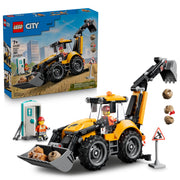 LEGO City Yellow Backhoe Loader Building Toy with Functional Bucket and Backhoe, Includes Minifigures and Accessories, 301 Pieces, 60480