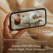 Owlet Dream Sight Smart Baby Monitor, 2K HD Video with Night Vision, Cry and Motion Alerts, Temperature and Humidity Monitoring, Two-Way Talk, White, BC03NWUCN