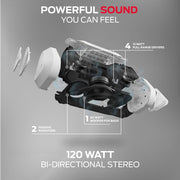 Monster 2MNSK0928W0L2 Blaster 3.0 Portable Speaker, 120W Wireless Bluetooth Speaker, IPX5 Rechargeable Waterproof Bluetooth Speaker with USB Charge Out & Aux Input, White