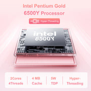 RNRUO 14in Pink Ultrabook Laptop, Intel Pentium Gold 6500Y 3.4GHz, 8GB DDR3 RAM, 256GB SSD, FHD IPS Display, Windows 11, Office 2024, WiFi 5, Bluetooth 5.0