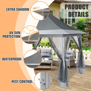 HOTEEL HO-000044-R 12x12 Portable Pop-Up Outdoor Camping Gazebo with UPF50+ Waterproof Canopy, Industrial-Grade Alloy Steel Frame, Dual Vented Roof, Mosquito Netting, Adjustable Height, Beige