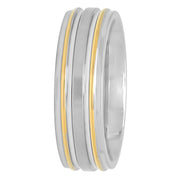 Brilliance Fine Jewelry TS9571/12 Men's Two-Tone Stainless Steel 7MM Striped Wedding Band 12