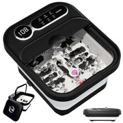 Beinilai Collapsible Foot Spa Bath Massage with Precise Temperature Control, 6 Massage Rollers, Bubble Function, Removable Pedicure Stone, Dark Color
