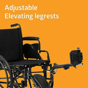 Medline Guardian K4 Lightweight Wheelchair with Flip-Back Desk-Length Arms, Adjustable Elevating Leg Rests, 20 Inch Seat, Gray, MDS806565E