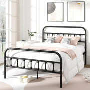 UHOMEPRO Q19538 Full Size Bed Frame, Victorian Style Metal Full Bed Frame, Black