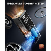 AVAPOW Portable Tire Inflator Air Compressor, 150 PSI, 8000 mAh Battery, Digital Pressure Gauge, Multi-Mode Emergency Light, AP18