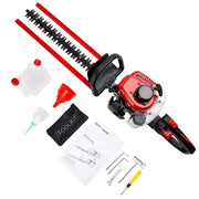 Topteng 26cc Gas Powered Hedge Trimmer, 24-Inch Dual-Action Double-Sided Blade, 2-Cycle Engine, Red and Black, 18591272339