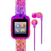 iTech Junior 900144M-40-080 Girls Earbuds & Smartwatch Set Purple Orange Ombre Glitter