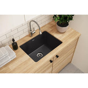 Elkay ELGU251912PDBK0 Quartz Classic 25'' L x 19'' W Undermount Kitchen Sink with Perfect Drain and Strainer