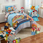 Franco Manufacturing Co. Paw Patrol Kids Twin Bedding Set, 4-Piece Reversible Comforter, Polyester Microfiber, Blue Gray, 7A0507