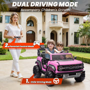 IYofe 24V 2 Seater Ford Bronco Raptor Ride On Car with Remote Control, Bluetooth, Spring Suspension, LED Lights, Pink