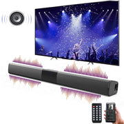 Doosl BS-28B Sound Bar, 22 inch Bluetooth TV Speaker with Remote & 4 Built-in Subwoofers, TF Play, FM Radio, Rechargeable, 20W Wireless Black