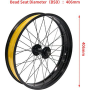 ZTZ Fat Tire Bike Wheelset, 20 x 4.0 Inch Front Wheel, 36H, 135mm Hub, 9mm Quick Release, Disc Brake Compatible - Aluminum Alloy Rim