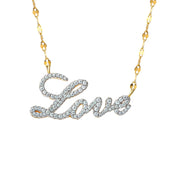 Brilliance Fine Jewelry N903723UZW-18.WM Women's Sterling Silver 14kt Gold Plated Diamond Love Necklace, 18