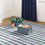 Mainstays Kids Blue Ribbed Corduroy Fabric Storage Basket with Handles, 4 Pack, 15 in x 11 in x 8 in